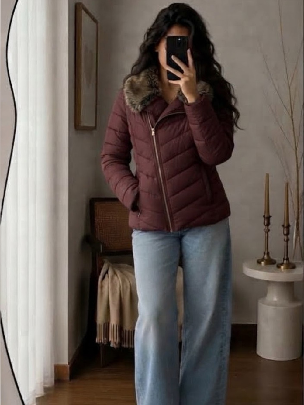 Bravissimo Pepperberry Burgundy Puffer Faux Fur Detachable Collar Curvy Sz 12